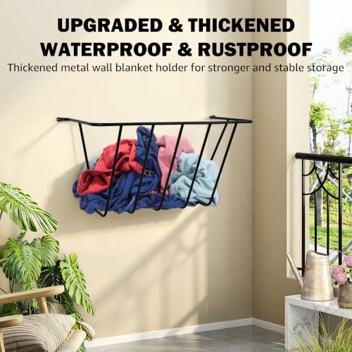 29.6'' Upgraded Blanket Holder, Metal Wall Mount Rack for Towels - Image 4
