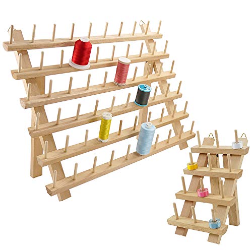 New brothread 60 Spools + 12 Spools Wooden Thread Rack - Image 2