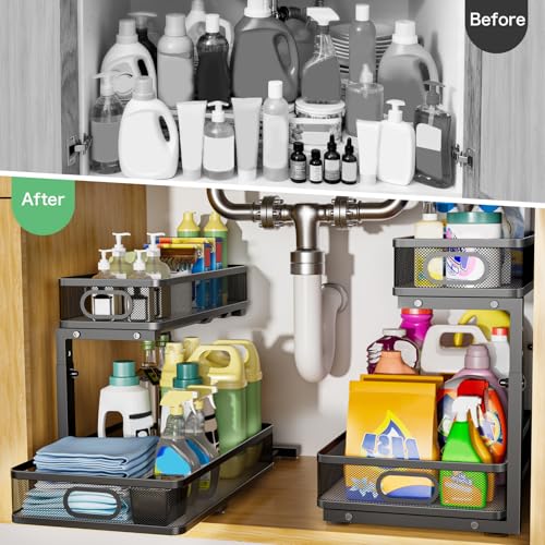 Under Sink Organizer 2 Pack, High Adjustable 2 Tier | Under Sink Stora - Image 4