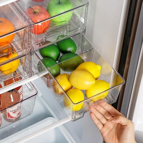 Vtopmart 4 Pack Stackable Clear Drawer with Dividers - Image 6
