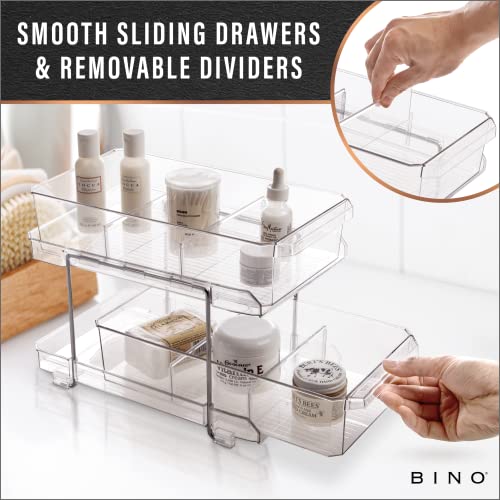 BINO 2 Tier Clear Storage Organizer with Dividers | Slide Out - Image 6