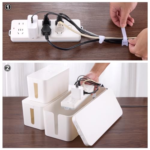 Tuwechen 3 Pack Cable Management Box, Cable Organizer Box to Hide - Image 7