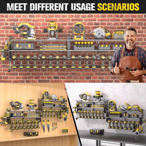 2 Pack Power Tool Organizer Wall Mount, 3-Layer,18 Drill Holders - Image 5