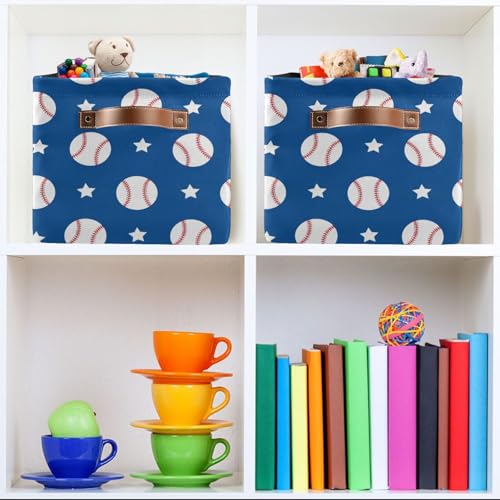 Emelivor Baseball Navy Blue Storage Basket Bins | Home Organization - Image 7