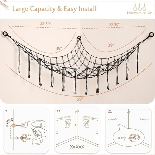 YKBU Stuffed Animals Hammock Corner Hanging Net with Tassel - Image 6