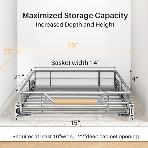 Pull out Cabinet Organizer, 15"W X 21"D, Heavy Duty | Pull Out Organiz - Image 4