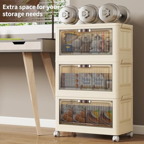3 Tier Stackable Storage Bins with Lids, Storage Cabinet - Image 5