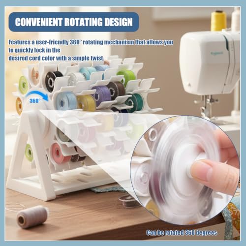 Rotating Bobbin Thread Organizer, 60-Hole Sewing Thread Holder - Image 6