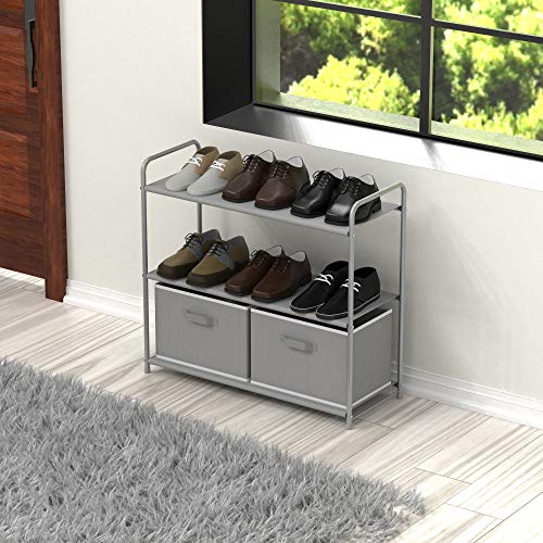 Simple Houseware 3-Tier Closet Storage with 2 Drawers, Grey - Image 5