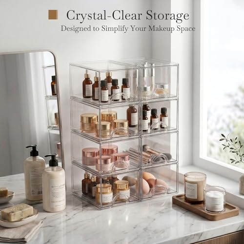 8-Pack Small Clear Stackable Storage Drawers - Image 5