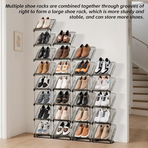 SMILHELTD Vertical Shoe Rack 8 Tiers Narrow Clear Sneaker - Image 6