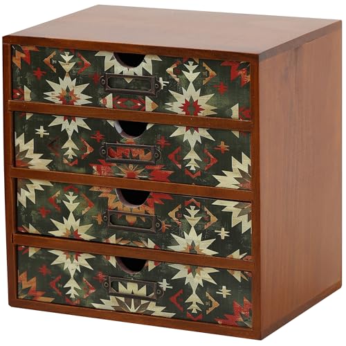Boho Green Wooden Desk Organizer with Drawers – 4-Drawer Desktop - Image 2