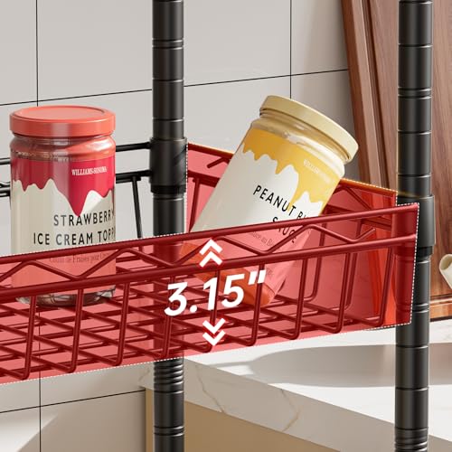 6 Tier Shelf Wire Shelving Adjustable Storage Shelves Basket Rack - Image 5