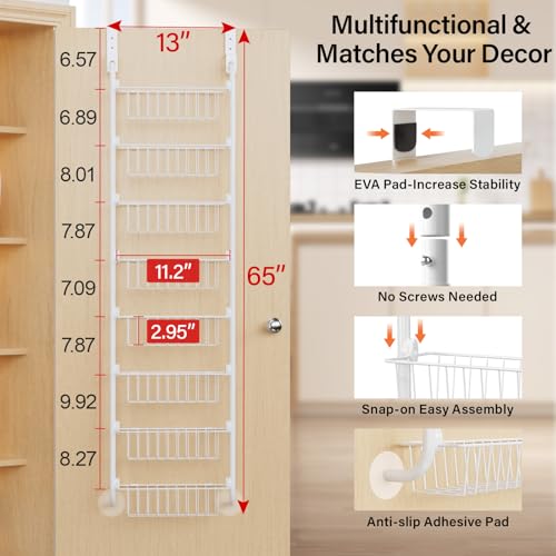 Delamu Narrow Over The Door Pantry Organizer, 8-Tier Metal Pantry - Image 3