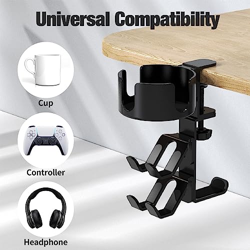 360° Rotating Desk Cup Holder with Headset Hanger - Image 6