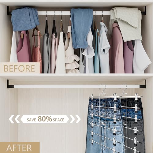 Pants Hangers with Clips,Space Saving Hanging Closet Organizer-6 - Image 3