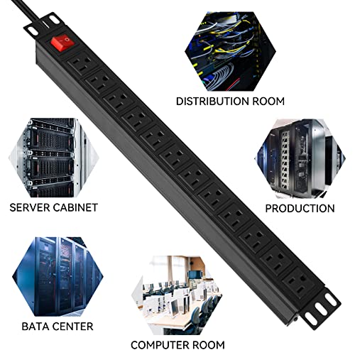 BTU Power Strip Surge Protector Rack-Mount PDU, 12-Outlet Power - Image 7