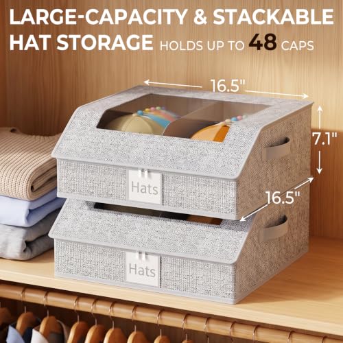 2 Pack Stackable Hat Storage for Baseball Caps, Holds Up - Image 3