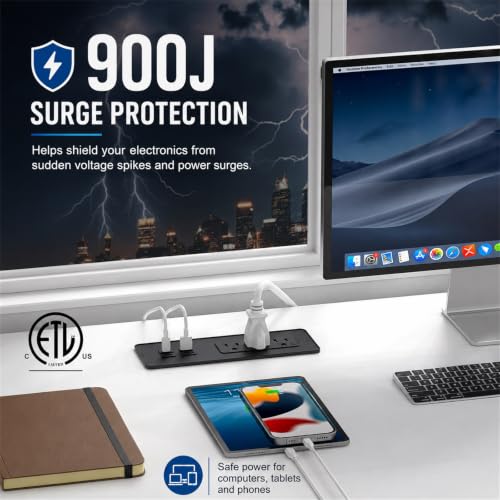 Recessed Power Strip with 65W USB C, Countertop Desk Outlet - Image 6