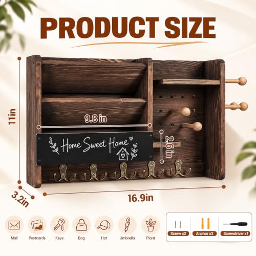 LILXIU Mail and Key Holder, Key Mail Holder Wall Mount - Image 3