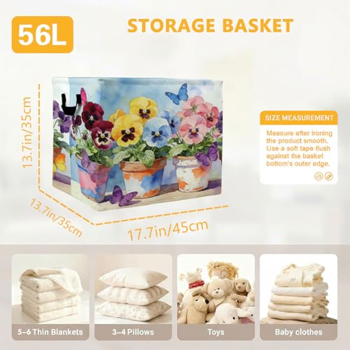 Flowers Potted Plants Foldable Laundry Basket Hamper - Image 4