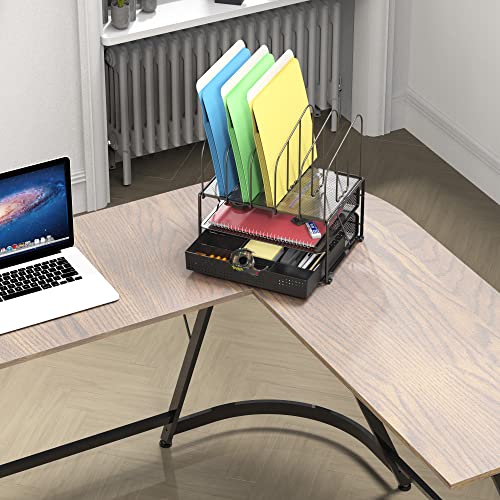 Deco Brothers Mesh Desk Organizer with Double Tray, 5 Upright - Image 4