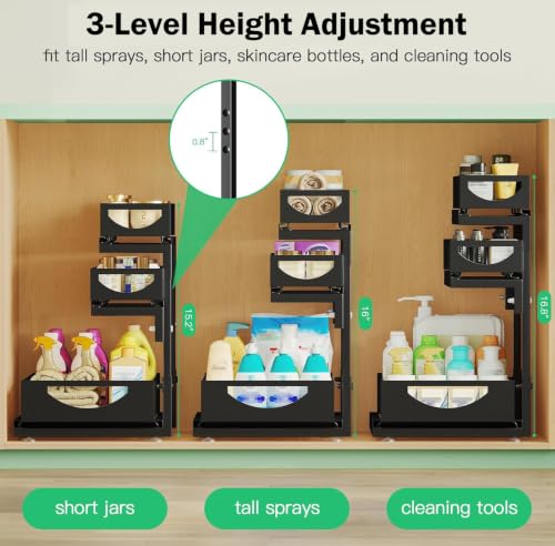 Under Sink Organizer, 2-Pack 3-Tier Pull Out Cabinet Organizers - Image 6