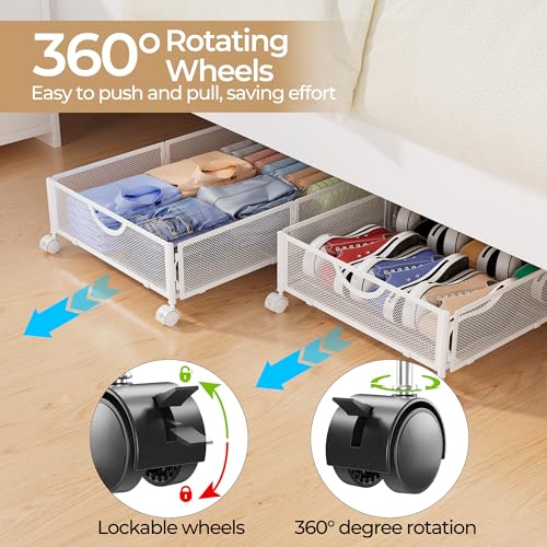 Yecaye Under Bed Storage with Wheels, 2 Pack Under Bed - Image 4