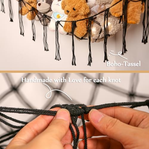 YKBU Stuffed Animals Hammock Corner Hanging Net with Tassel - Image 3