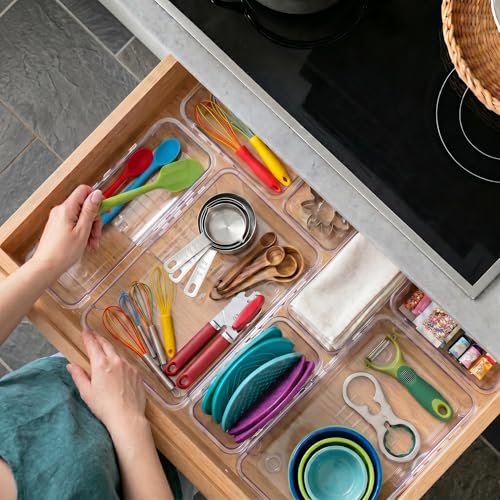 14 Pcs Expandable Clear Drawer Organizers, 3-Size - Image 4