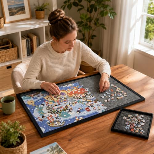 Puzzle Board for 1000 Pieces, 4 Sorting Trays & Protective Cover - Image 3