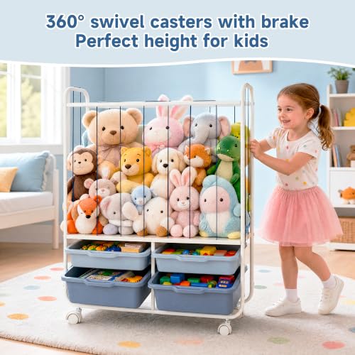 Stuffed Animal Storage with 4 Drawers, Large Capacity Toy Storage - Image 7