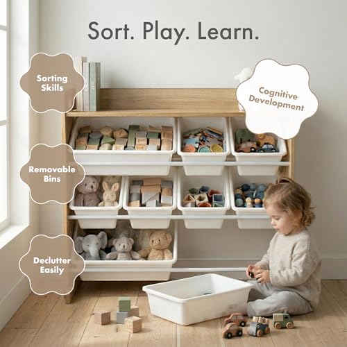 Humble Crew Kids Toy Organizer with Display Shelf, 9 Bins - Image 7