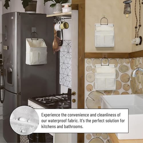2pcs Small Wall Hanging Storage Bag, Pure White - Image 5