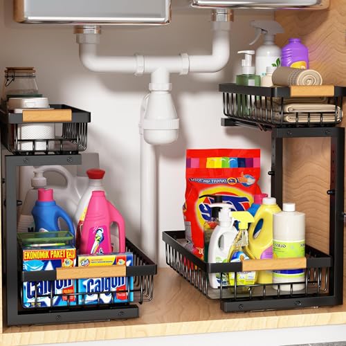 Liuoud Under Sink Organizer 2 Pack, 2 Tier Slide Out | All Products - Image 2