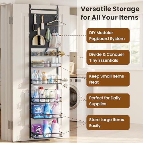 mustry Over The Door Organizer with 2 PegBoards and 6 - Image 3