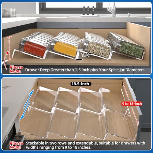 MIUKAA Spice Drawer Organizer, 8 Pcs Clear Seasoning Rack(jar not - Image 5