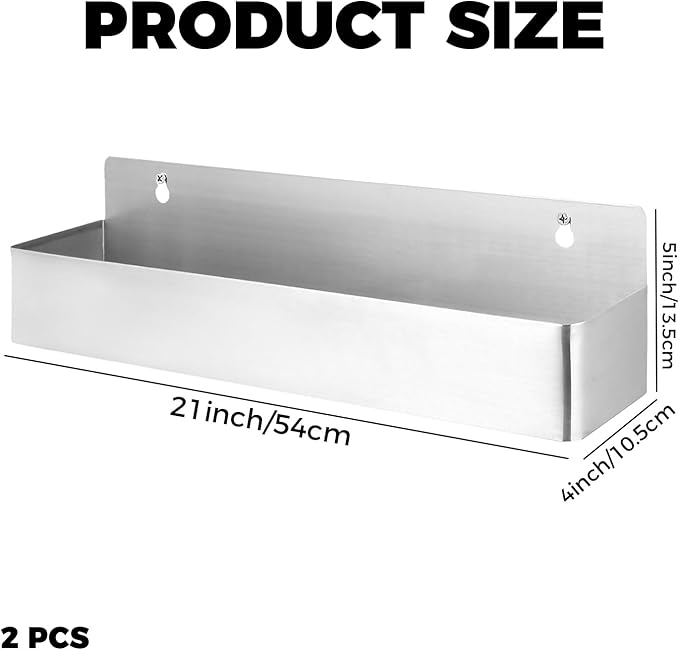 Haploon 2 PCS 21 Inch Single Speed Rail Stainless Steel Liquor Bottle Holder Rack Wall Mounted Spray Rack Bottle Storage for Bar, Kitchen, Restaurants, Silver