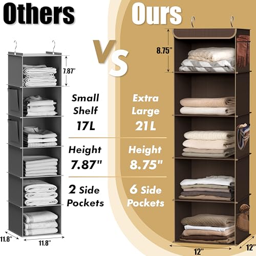 Simple Houseware 5 Shelf Hanging Closet Organizer, Brown - Image 5