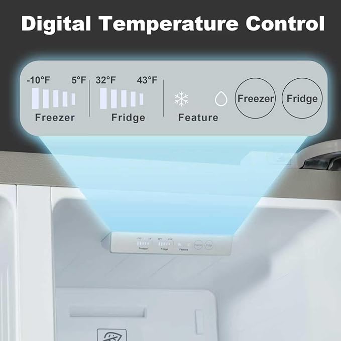 Iceblue Refrigerator, 15.6 Cu.Ft. Side-by-side Refrigerators, Black Stainless Steel Beverage Fridge with Freezer, Zoning Temperature Control Frost Free Beverage Refrigerators - Black