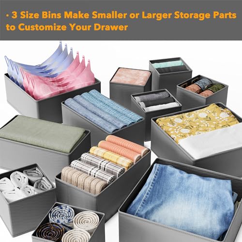 SpaceAid Drawer Organizer Clothes, 12 Pack Dresser Organizer Bins - Image 6