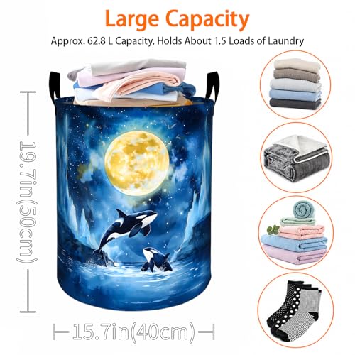 Orca Moonlit Laundry Basket, Ocean Night Oxford Cloth - Image 4