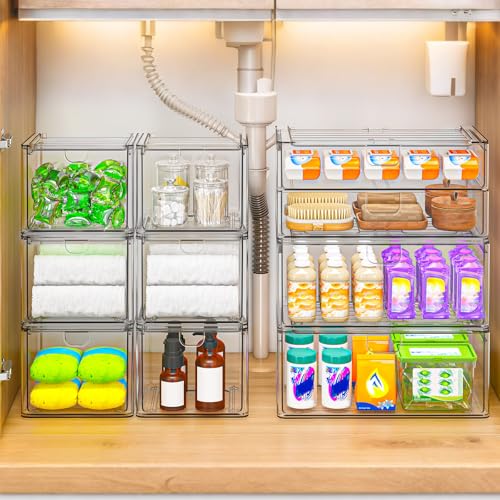 caktraie 6-Pack Acrylic Stackable Storage Drawers for Vanity - Image 5