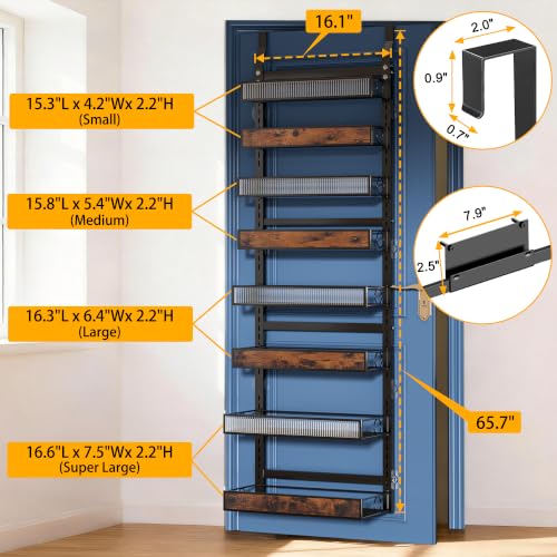 8 Tier Pantry Door Organizer Spice Rack, 2-IN-1 Wall Mount - Image 3