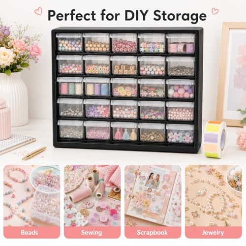 25 Drawer Plastic Small Parts Organizer, Storage Bin with Drawers - Image 5