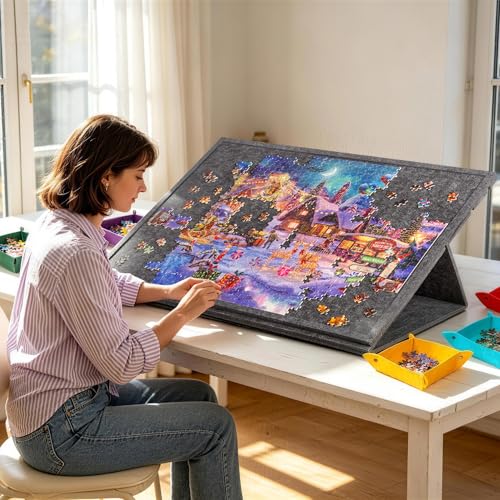 Tilting Jigsaw Puzzle Board with 2-in-1 Stand and Cover - Image 3