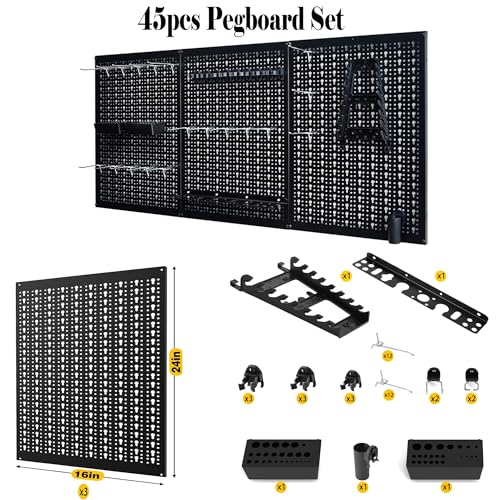 Peg Board Wall Organizer 4 ft. Metal Garage Wall Pegboard - Image 5