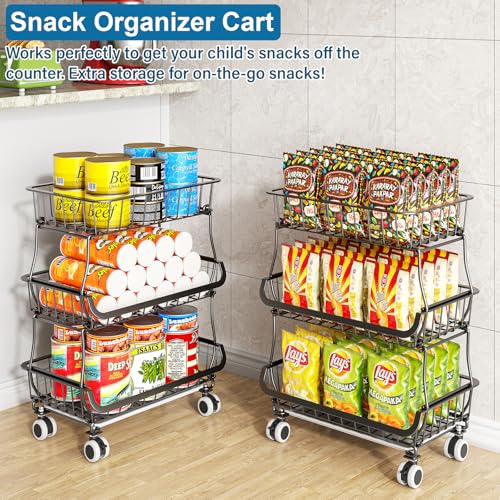 OKZEST 3-Tier Rolling Pantry Floor Organizers and Storage Cart - Image 6