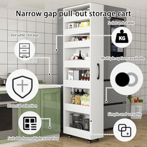 Slim Rolling Storage Cart with Wheels, Tall Narrow Pull-Out Shelf - Image 4