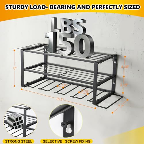 Wall Mount Power Tool Organizer, 3 Layers Garage Wall - Image 3